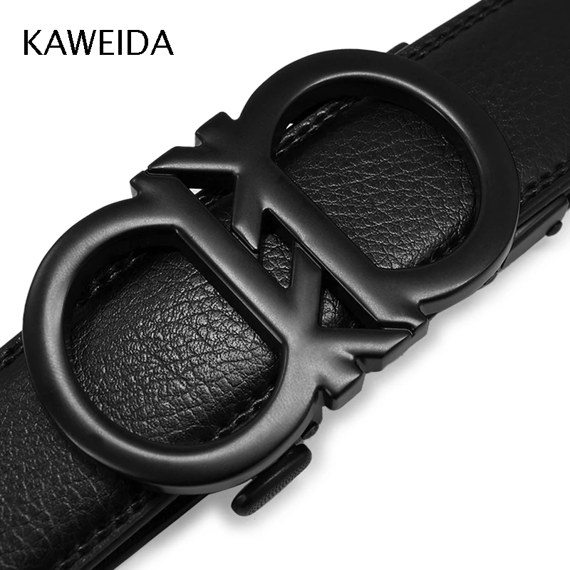 KAWEIDA дизайнерские ремни для мужчин черная металлическая Автоматическая Пряжка Воловья кожа Сплит G поясной ремень для мужчин Мода Kemer Cinto - Цвет: black PD545