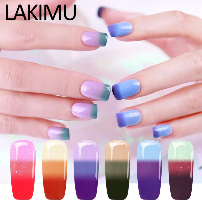 

Lakimu New Temperature Change Colors UV Gel Nail Polish Thermal Gel Lacquer Chameleon Permanent Enamel Ge Varnishl Hybrid Nail