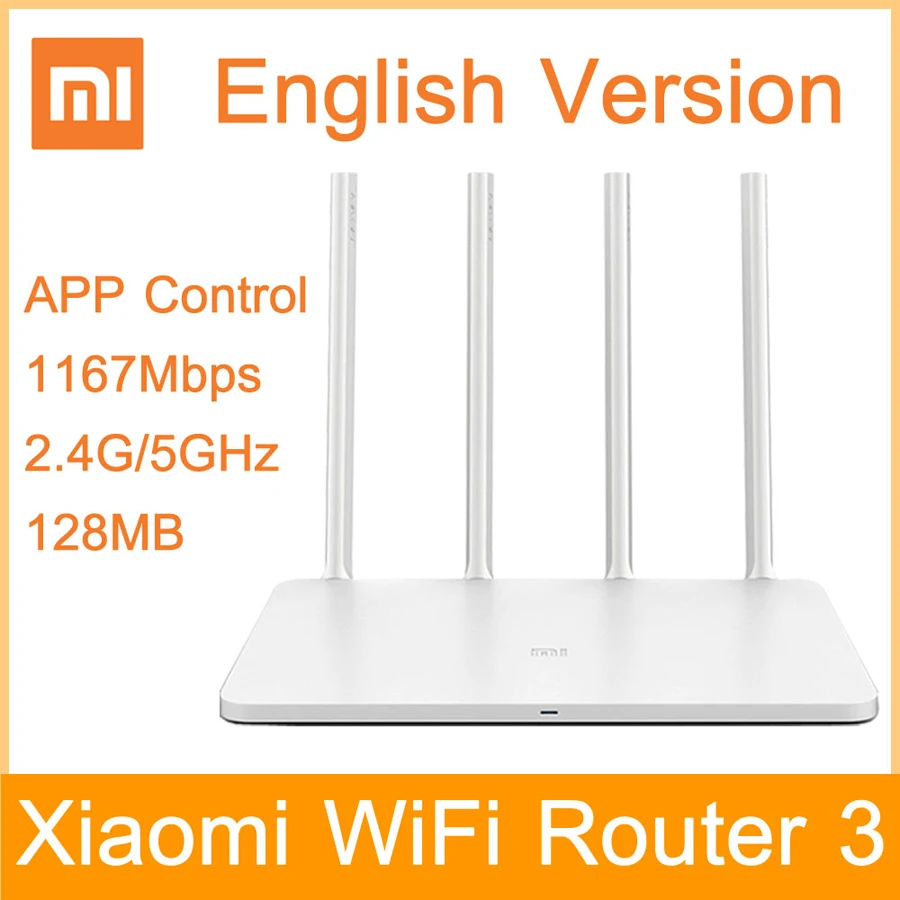 Goedkoop English Version EU Plug Xiaomi WIFI Router 3 Dual Band APP Control 1167Mbps WiFi Repeater 2.4G 5GHz 128MB WiFi Wireless Routers
