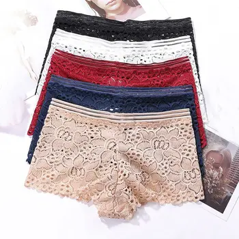 

Sexy Lace Panties Seamless Boyshort Sexy Transparent Lace Panties Mid-Waist Women Underwear
