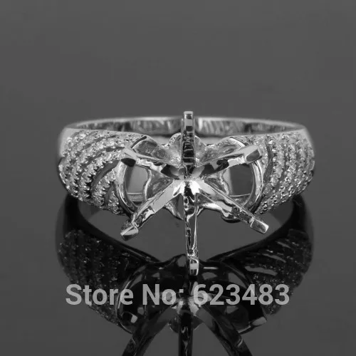 

10mm Round Cut 14kt WHITE Gold .22ctw .s Engagement Semi Mount Ring