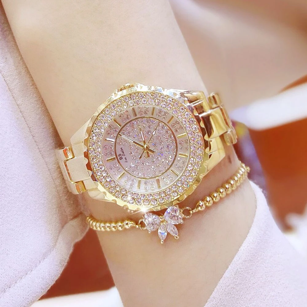 

Women Watches New Luxury Brand Diamond Quartz Ladies Rose Gold Watch Stainless Steel Clock Dress Watch women relogio feminino