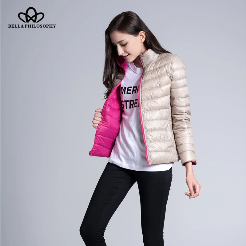 Wonder 2018 new autumn winter solid reversible padded winter parkas women coat long sleeve pockets outwears zipper
