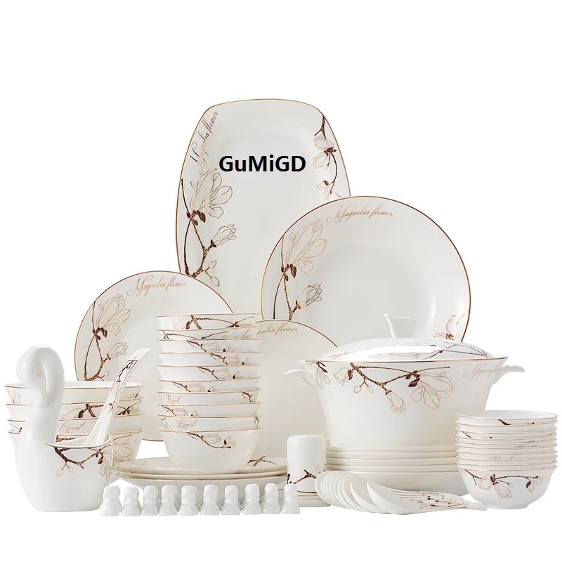 

Guci Bone Porcelain Cutlery Set 60 pieces Simple Creative Ceramic Cutlery Combination of Household Chinese Phnom Penh