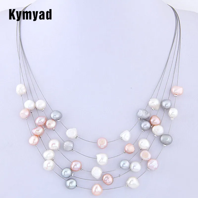 Kymyad, новинка, колье, ожерелье для женщин, ожерелья из искусственного жемчуга и подвески, многослойное Макси ожерелье, винтажное, аксессуары