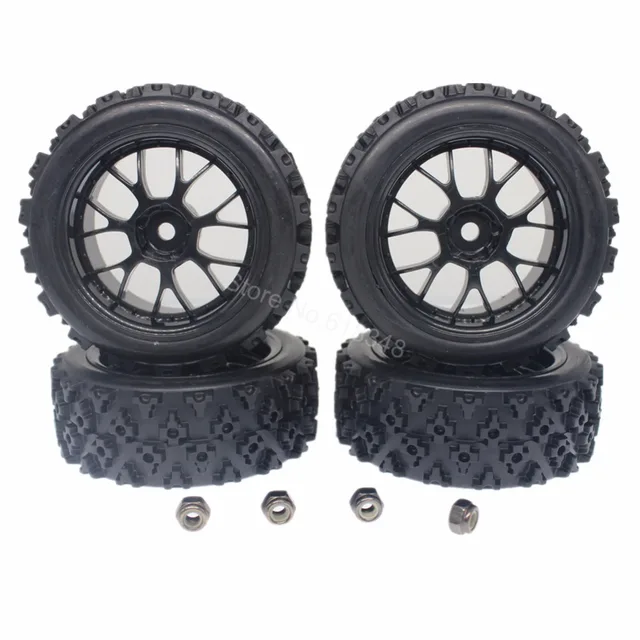 Cheap 4pcs 1.02'' Tires Wheel Rims Set Y Shaped foam inserts 12mm Hex Hub For RC 1/10 Rally Racing Car