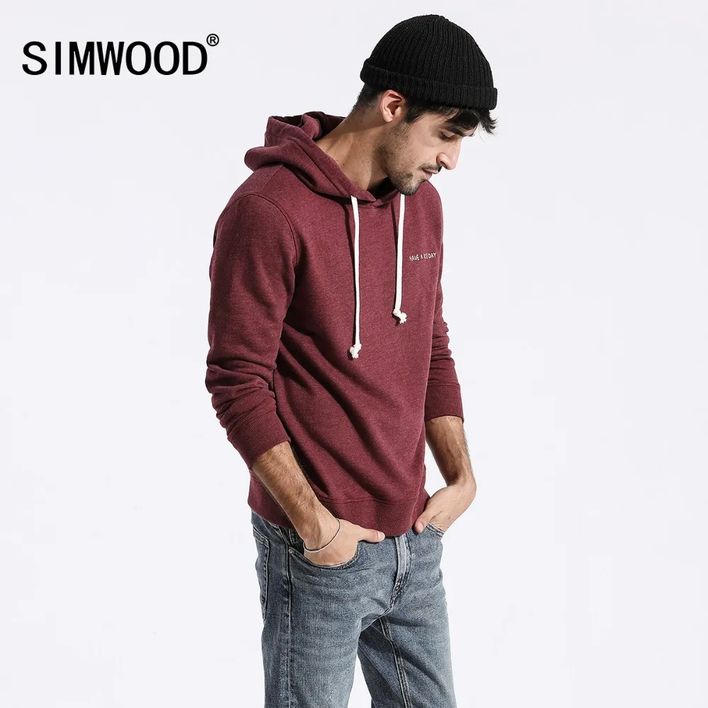 SIMWOOD Sweatshirts men solid color casual hoodies 2020 spring new embroidered hooded pullover joggers hoodie plus size 180211 SIMWOOD Sweatshirts men solid color casual hoodies 2020 spring new embroidered hooded pullover joggers hoodie plus size 180211