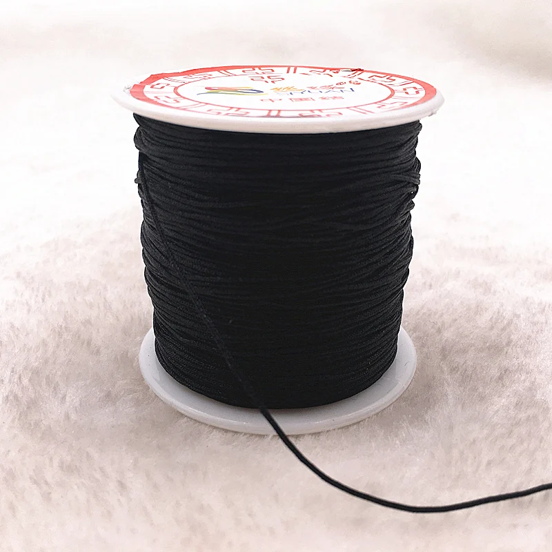 100M/Roll 0.8mm Black Nylon Cord Thread Chinese Knot Macrame Cord Bracelet Braided String DIY Tassels Beading Thread - Цвет: black