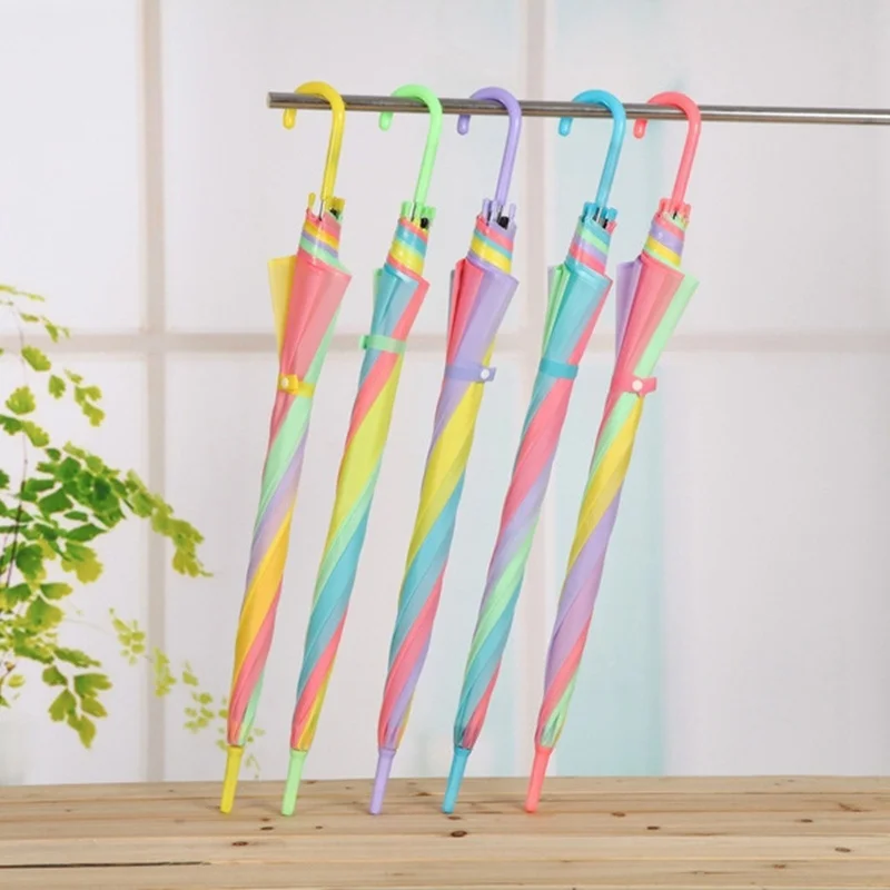Buy Straight Rod Rainbow Transparent Umbrella Multi