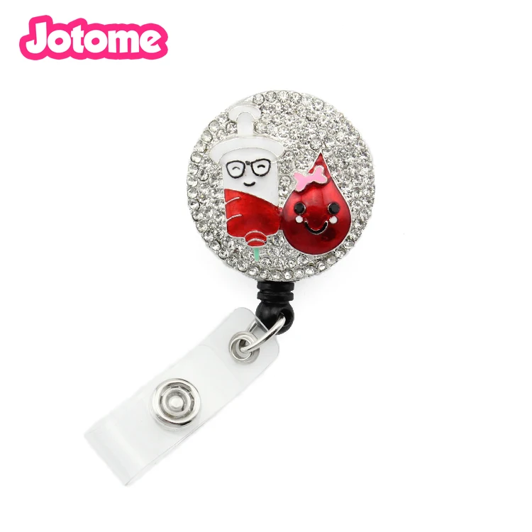 

10pcs/lot free shipping crystal drip retractable medical ID badge holder