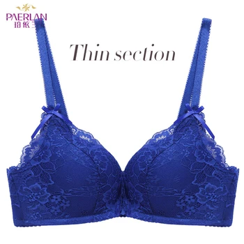 

PAERLAN High quality women's sexy bra embroidery flower bra without rims bow decoration push high underwear