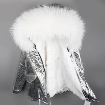 Новое Брендовое Женское зимнее пальто с большим воротником из меха енота, парки с капюшоном, верхняя одежда, съемная подкладка из меха кролика, зимняя куртка - Цвет: color 31