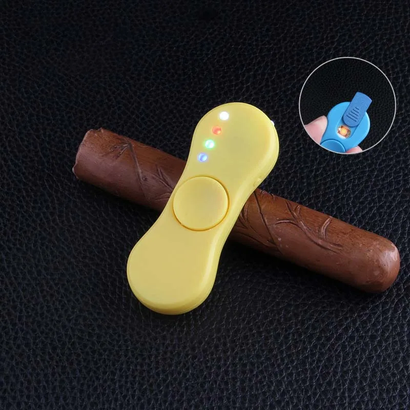 Спиннер Вольфрам Turbo USB Зажигалка для сигарет курение электронный перезаряжаемые WilndProof Push Ignite - Цвет: yellow