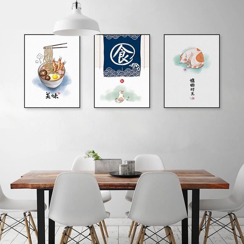 Kawaii Nourriture Chat Chinois Citation Affiche Cuisine Decor A La Maison Mur Art Toile Peinture Aliexpress