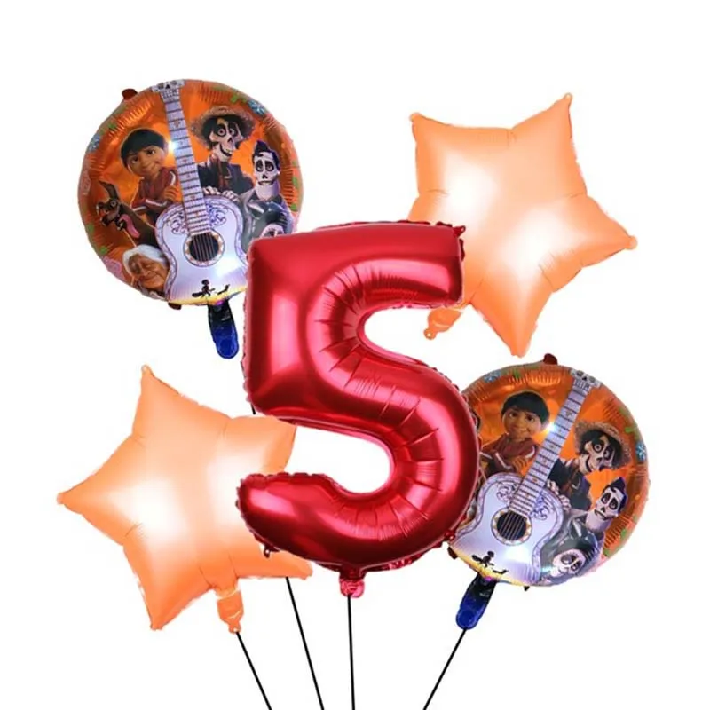 5 шт. воздушный шар для семейного фильма "Коко" Мигель Гектор Данте собака воздушный шар детский день рождения игрушки-украшения Детский номер воздушный шар - Цвет: Red 5