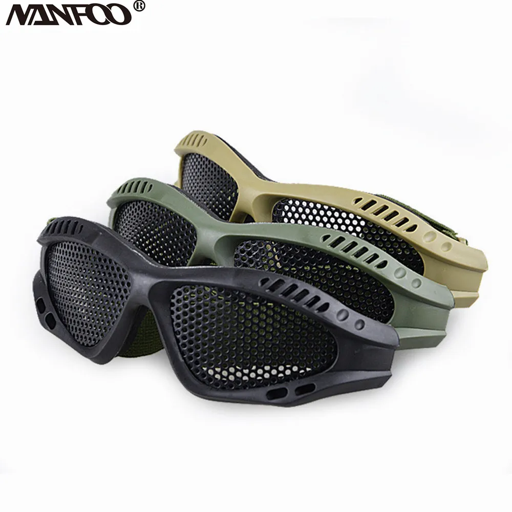 3 Colors Available Outdoor Hunting Airsoft Goggles Military Tactical Steel Mesh Eyes Protection
