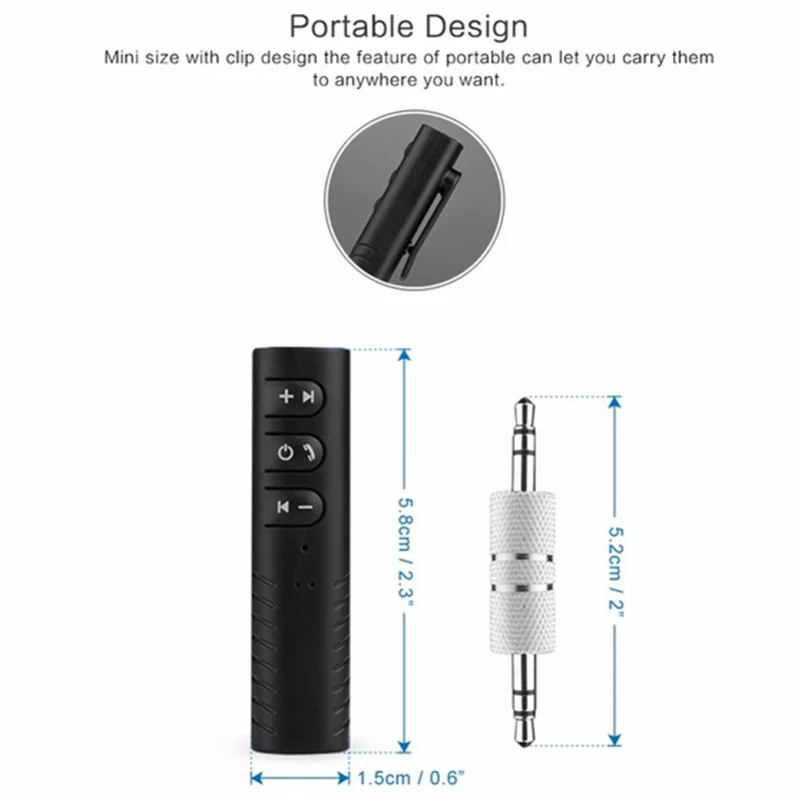 Прикрепляемый беспроводной аудиоприемник Mini 3,5 мм AUX для наушников и динамиков, автомобильный bluetooth-приемник, беспроводной адаптер