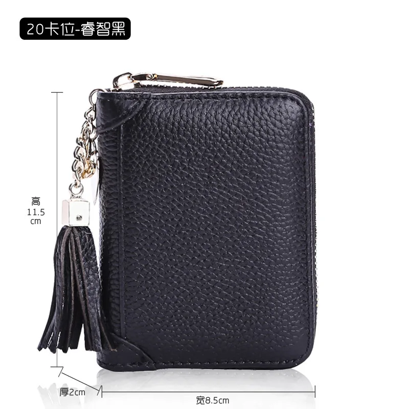 Pink Women Credit ID Card Holder Case Extendable Business Bank Cards Bag Wallet Coin Purse Carteira Mujer Tarjetero - Цвет: 20 Card Smart Black