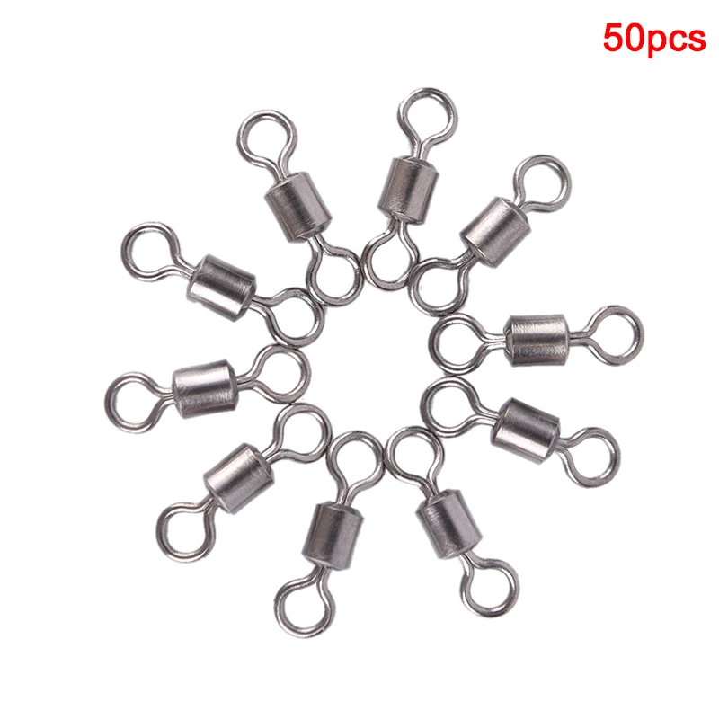 

50PCS 11 Size Fishing Barrel Bearing Rolling Swivel Solid Ring LB Lures Connector