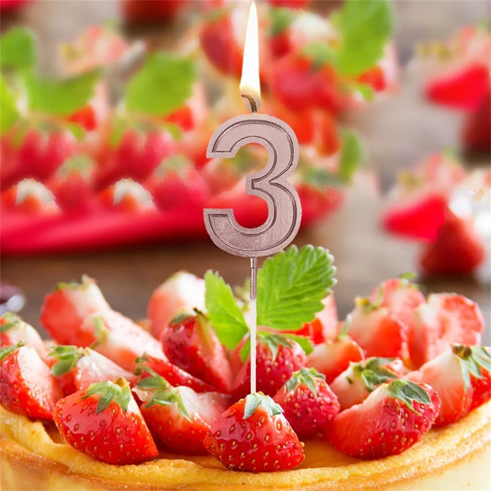 

Rose Gold Number Birthday Numeral Candles Cake Decor for Adults/Kids Party Dropshipping Mar11