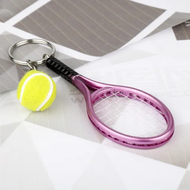 Special Price 6 Color Creative Cute Sport Tennis Racket Model Keychain Funny Bowling Portachiavi women Who Love Sport Gifts