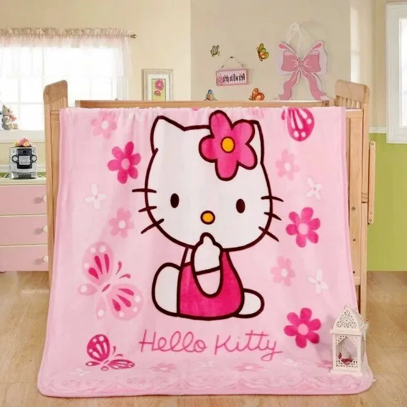 100x140 см розовое детское одеяло из кораллового флиса с рисунком Hello Kitty супер