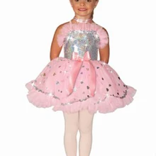 Танцевальный костюм для девочек танцевальная одежда балетная юбка розовый Театральный Костюм с блестками