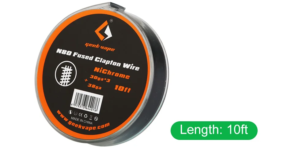 10ft GeekVape N80 Fused Clapton Wire (30GAx3+38GA)