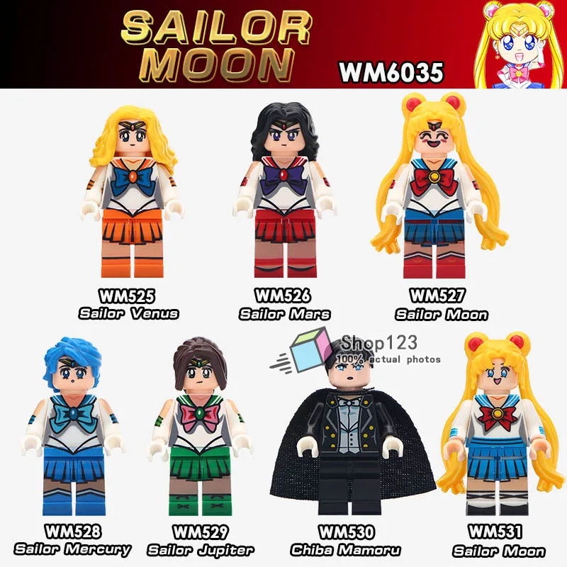 

Single Sale Cartoon Sailor Moon Sailor Mars Mercury Jupiter Chiba Set Model Action Collection Children Toys Gift
