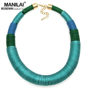 

MANILAI New Design Fashion Handmade Yarn Simple Chunky Necklace Choker Big Jewelry Wide Collar Statement Necklaces CE4113