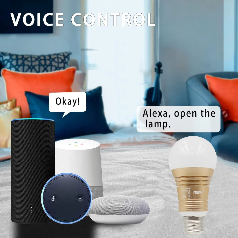 1 Умная WiFi лампа накаливания LED Lights7W RGB Волшебные лампочки E26 Wake Up лампы совместимы