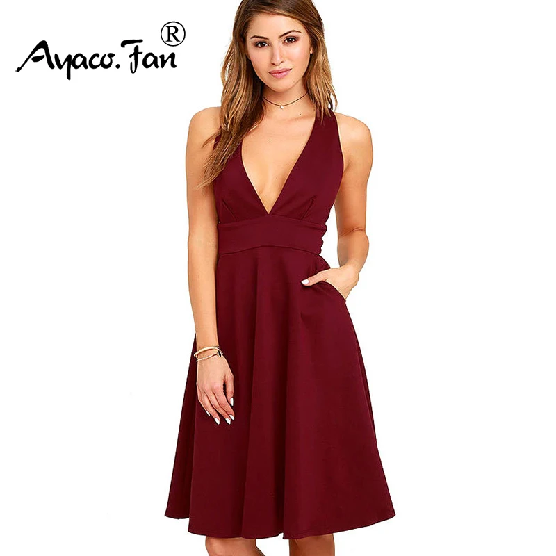 Deep V Neck Black Dresses 2019 Sexy Summer Dress Women Sundress Luxury ...