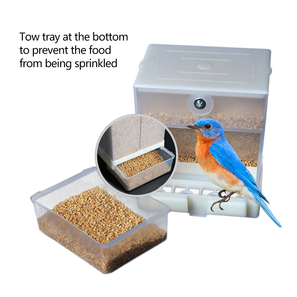 

Pet Birds Parrot Feeder Plastic Automatic Birds Feeding Box Birds Cage Accessories 440ml/850ml Capacity