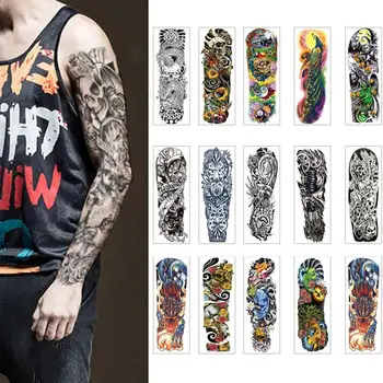 

1pcs Temporary Tattoo Sticker Cool Fashion Full Arm Large Size Fake Tatto Tattoo Sticker Sleeve Tato For Men Women