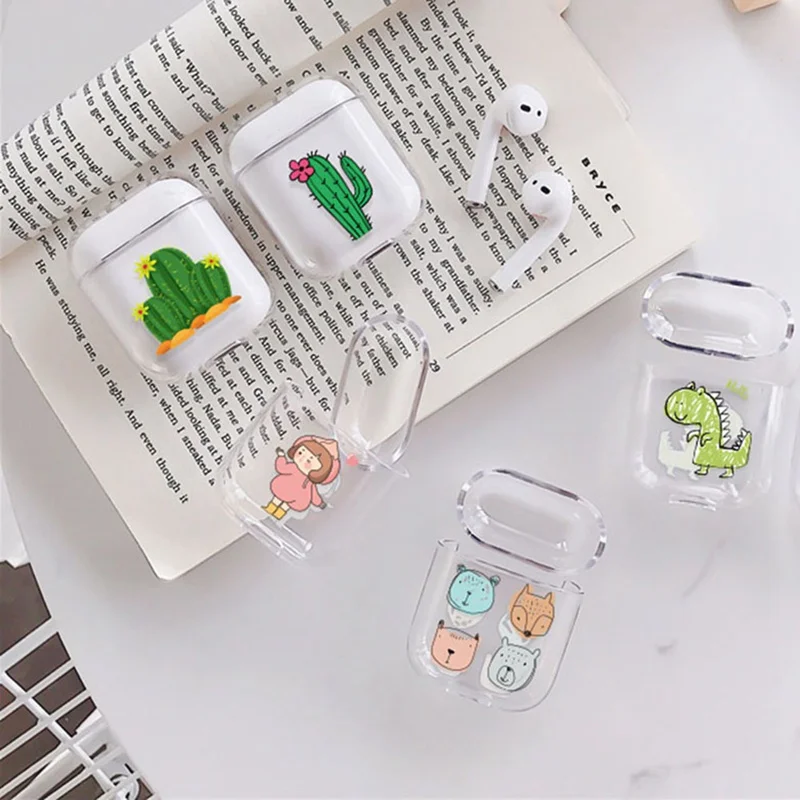  Für Airpods Fall Nette Für Airpods Abdeckung Cartoon Schützende Harte Transparent Drahtlose Kopfhör