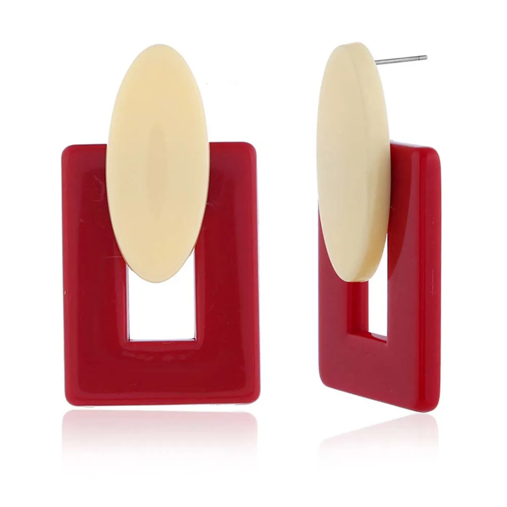 

Women Earrings Geometric Square Statement Acrylic Earring Ethnic Bohemian Big Fashion Jewelry Aretes Pendientes Red Gray DAE019