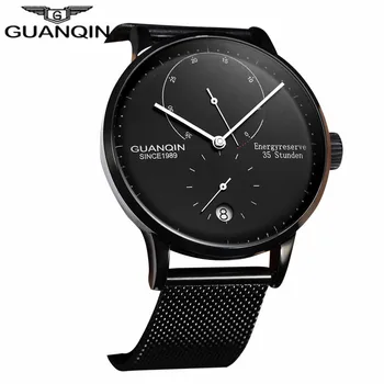 

GUANQIN Top Brand Luxury Men Business Automatic Date Mesh Strap Watch Man Fashion Full Steel Mechanical Watch relogio masculino