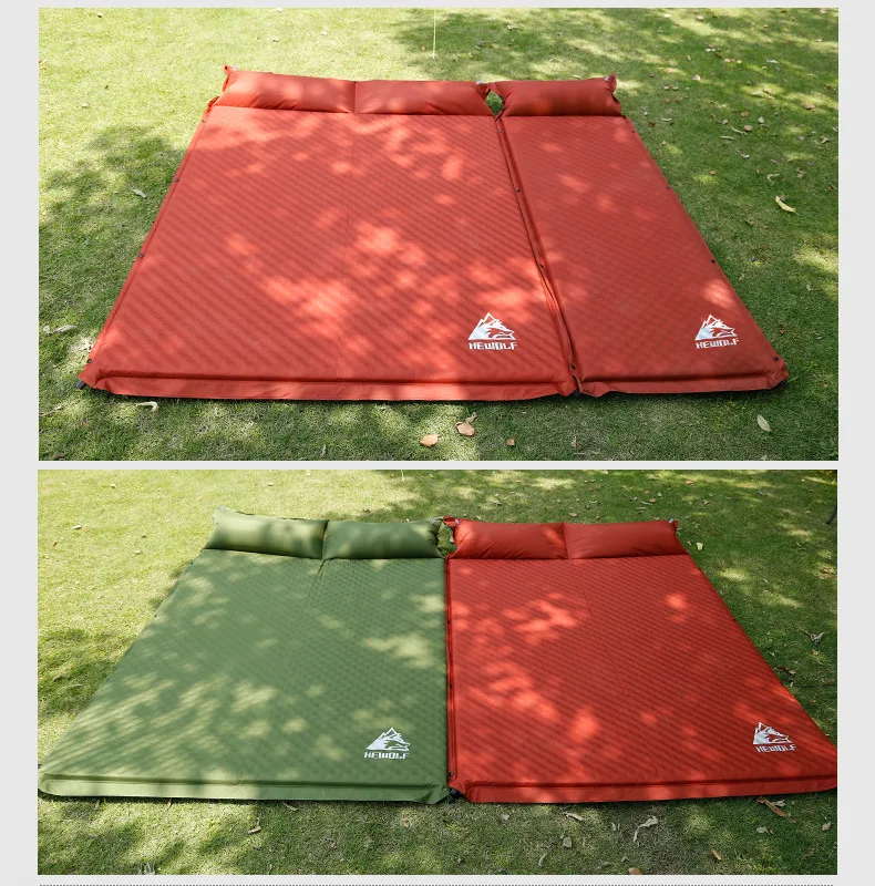 2Pcs/1lot!HEWOLF outdoor thick 5cm automatic inflatable cushion pad outdoor tent camping mats inflatable bed mattress 2colors