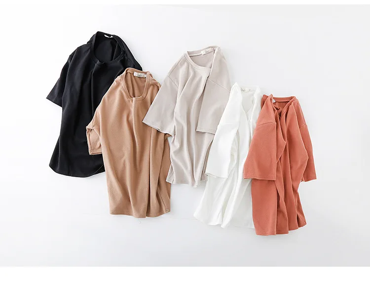 

High Quality 6 Color M-2XL Plain T Shirt Women Cotton Elastic Basic T-shirts Female Casual Tops Short Sleeve T-shirt Women 1013