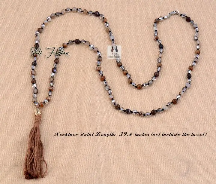 Винтажное ожерелье, уникальные 8 мм матовые амазонитовые тибетские Подвески, милое ожерелье с кисточками, женское дизайнерское ожерелье с бисером, Прямая поставка