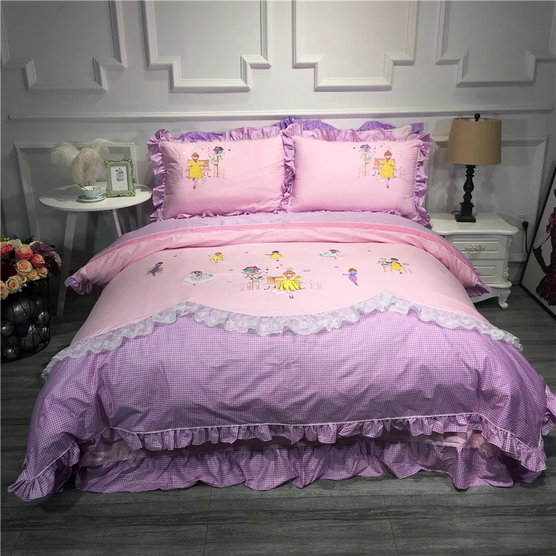 4Pcs Embroidered cotton embroidery Princess style luxury ...