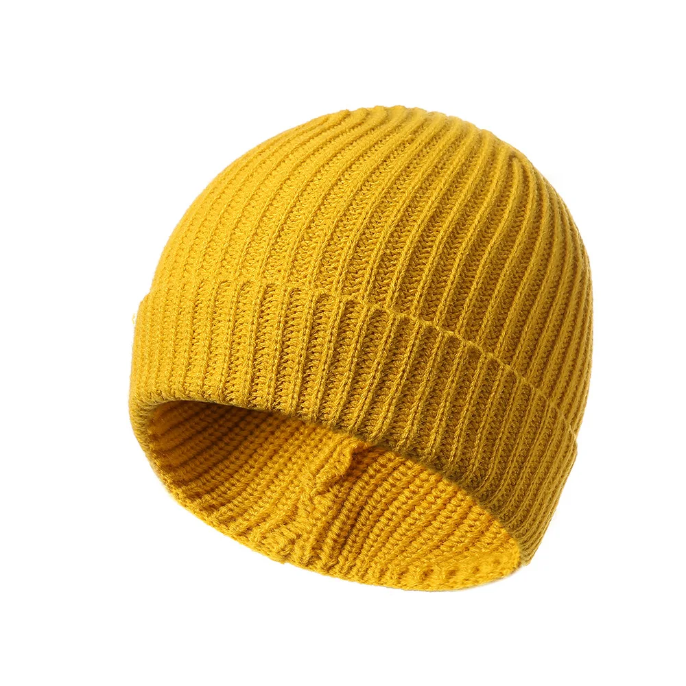 Для мужчин и женщин вязаная шапка бини зимние вязаные Skullies однотонная Бейсболка Шапки короткий стиль