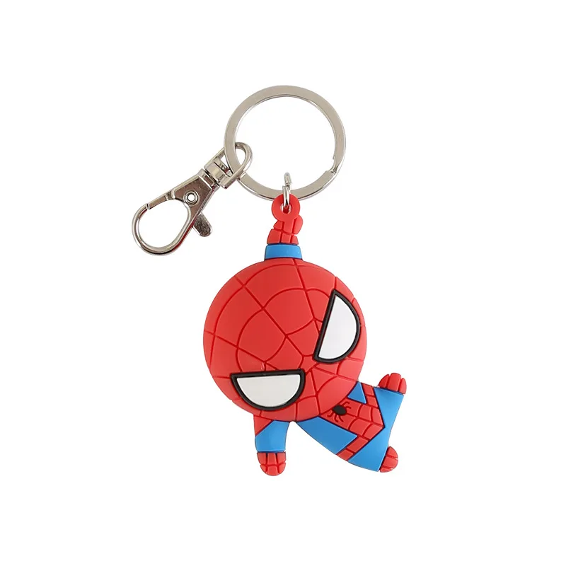 

New 5 Styles The Avengers Hero Anime Keyring Spiderman 3D Double Side Silicone Keychain Captain Cartoon Keychain Child Gifts