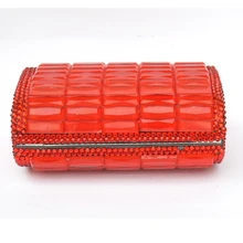 Стильный красный маленький вечерний клатч с камнем вечерние золотые вечерние сумки на плечо металлическая сумка для банкета 88291