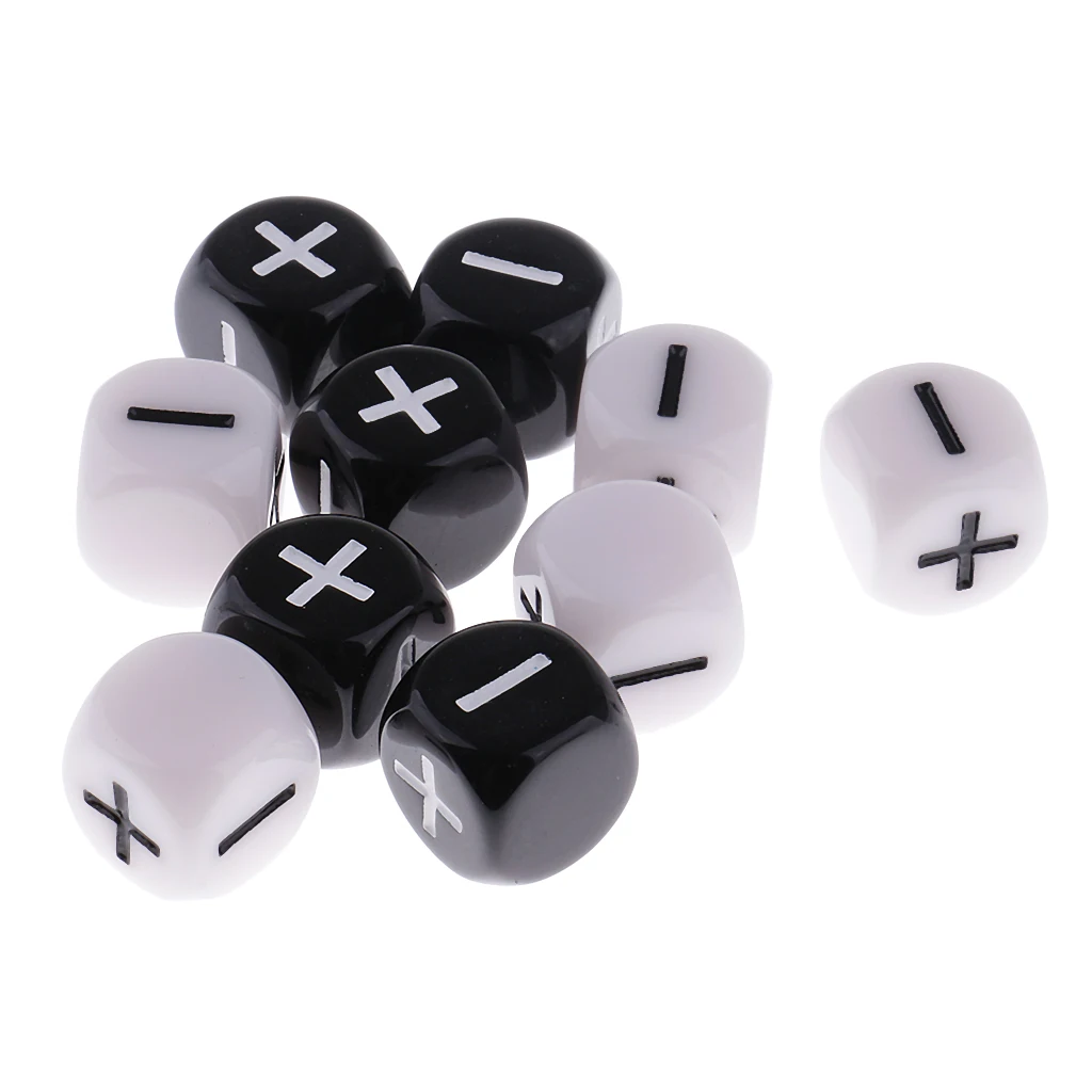 

10 Pieces Plastic 6-sided Dice Minus Plus D6 for Party Bar Game Props Outdoor Camping Christmas Birthday Party Game Supply Gift
