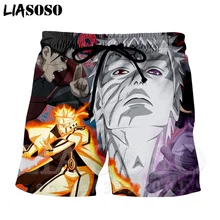 LIASOSO мужские шорты с 3D принтом японского аниме Наруто Obito Uchiha Sasuke, пляжные повседневные шорты, пляжные шорты из ткани Breechcloth, sx1119