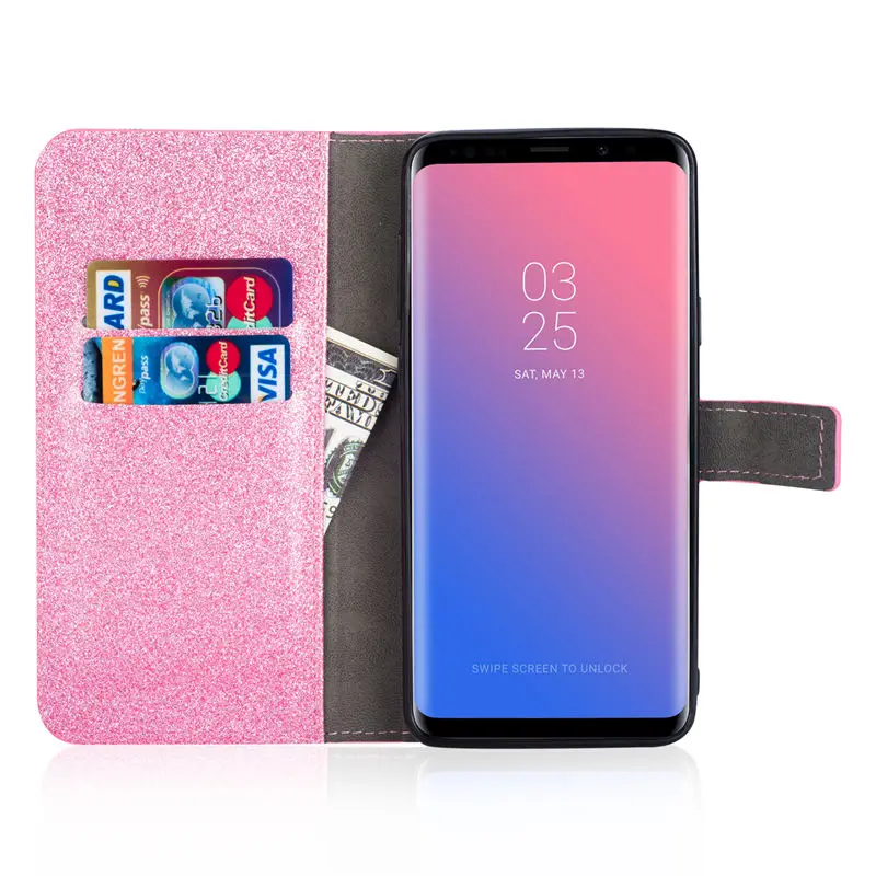 BELIAL Phone Cases for Samsung Galaxy S9 Plus Cover Glitter Wallet Leather Case for Samsung S8 S9 Plus Note 8 Case Flip Rainbow (17)