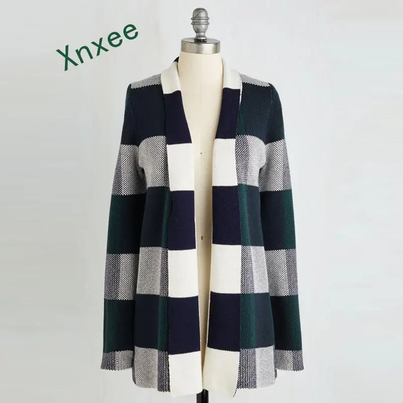 

Xnxee модное женское длинное пальто осеннее с длинным рукавом с отложным воротником и ремешком на плечо повседневное базовое свободное отдых в клетку элегантное