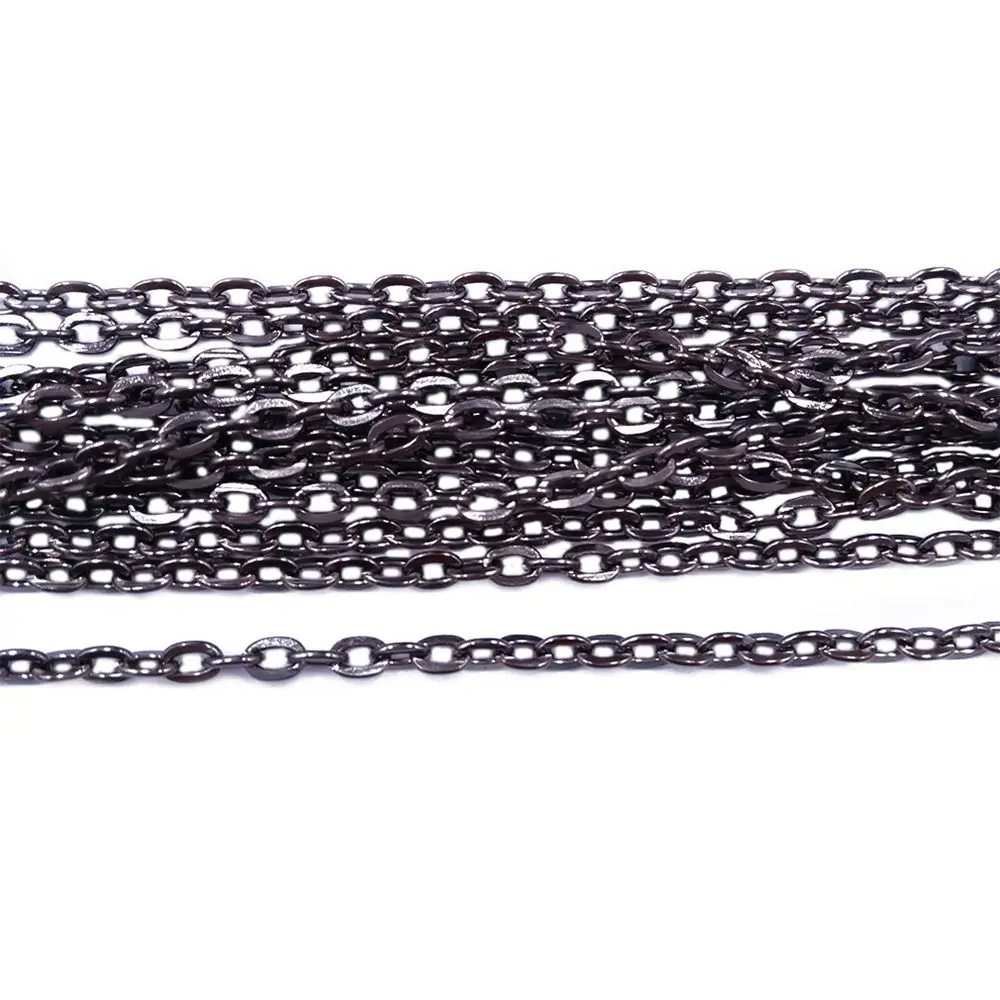 

Gun Mmetal 100m 2x3mm 3x4mm Cross Flat Cable Chains Metal Link Chain Findings for Jewelry Making FCC-04