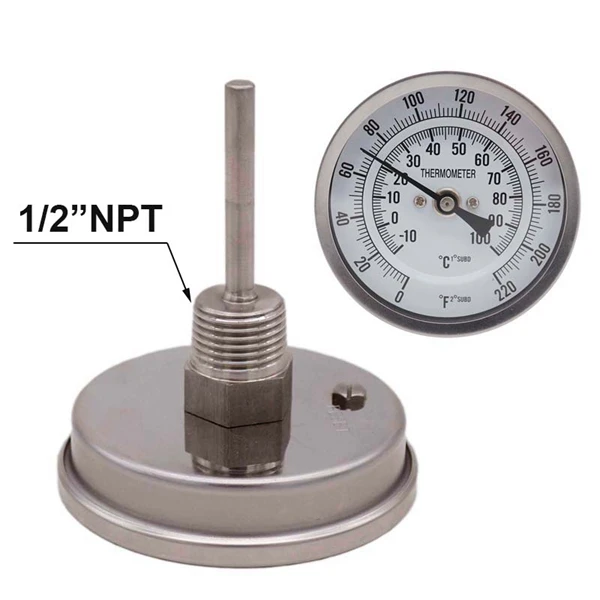 Пивоваренный 1/" NPT/BSP термометр биметаллический термометр 3" Лицо 0~ 220F термометр для пива чайник для домашнего пивоварения термометр Mush Tun - Цвет: NPT